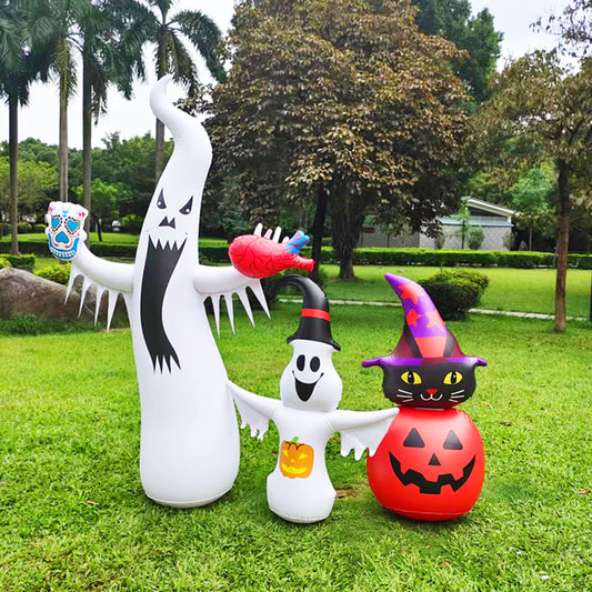 Large Halloween Scary Ghost Outdoor Decor with Color Changing RGB Lights Giant Inflatable Halloween Decoration for Yard Garden